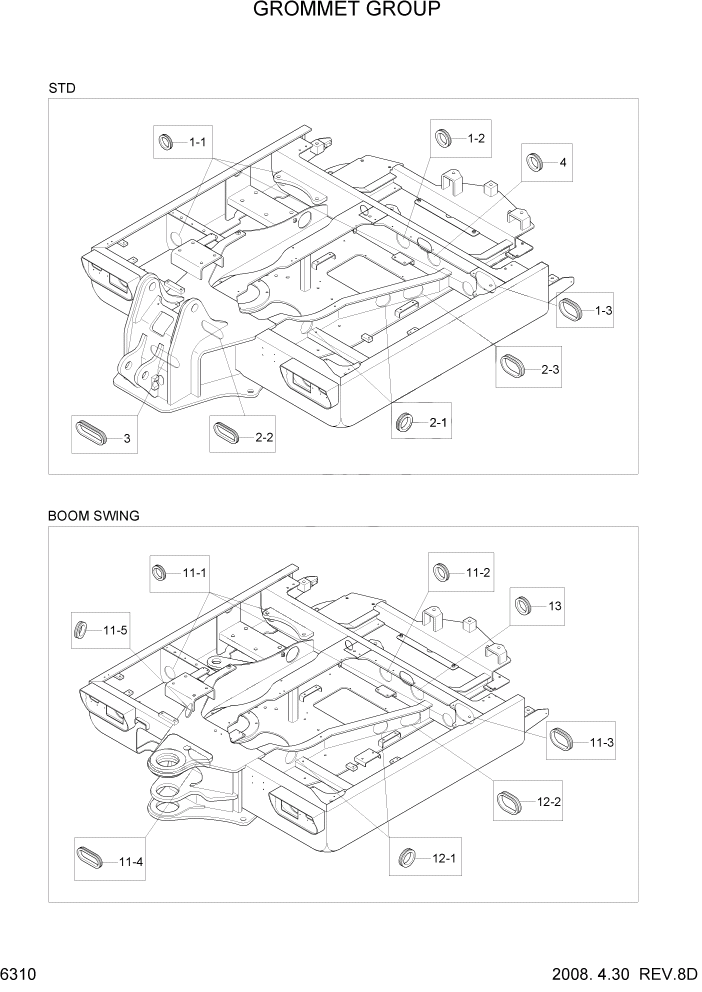 Схема запчастей Hyundai R55W7 - PAGE 6310 GROMMET GROUP СТРУКТУРА