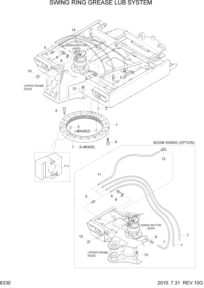 Схема запчастей Hyundai R55W7 - PAGE 6330 SWING RING GREASE LUB SYSTEM СТРУКТУРА