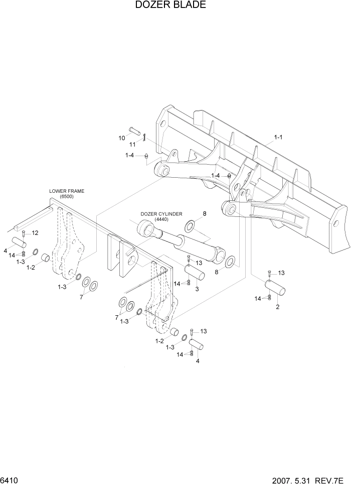 Схема запчастей Hyundai R55W7 - PAGE 6410 DOZER BLADE СТРУКТУРА