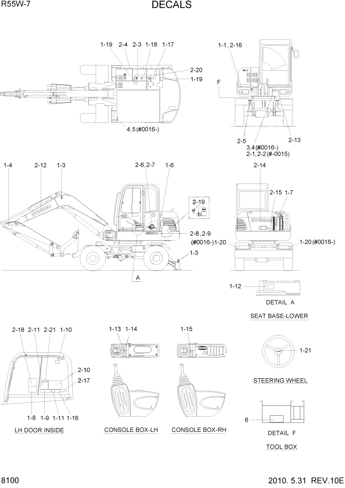 Схема запчастей Hyundai R55W7 - PAGE 8100 DECALS ДРУГИЕ ЧАСТИ