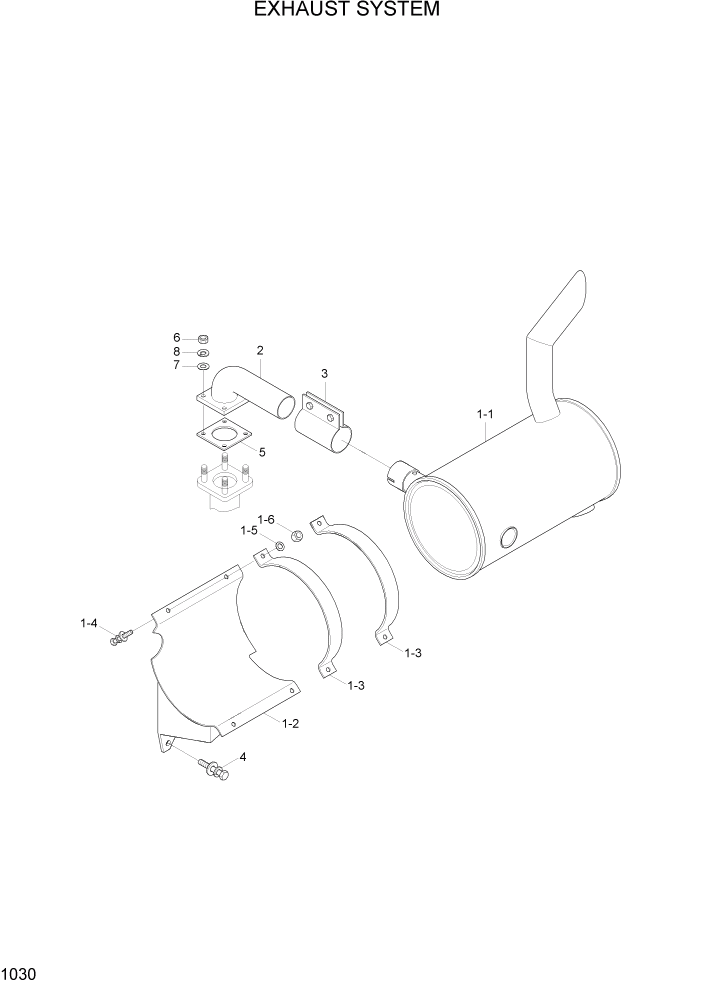 Схема запчастей Hyundai R55W7A - PAGE 1030 EXHAUST SYSTEM СИСТЕМА ДВИГАТЕЛЯ