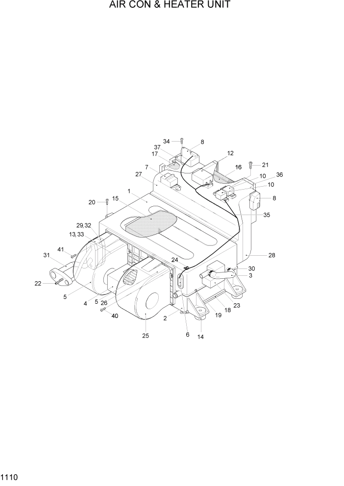 Схема запчастей Hyundai R55W7A - PAGE 1110 AIR CON & HEATER UNIT СИСТЕМА ДВИГАТЕЛЯ