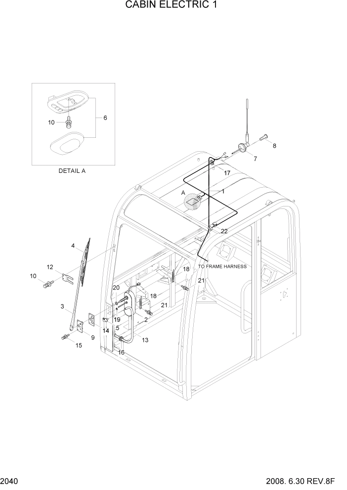 Схема запчастей Hyundai R55W7A - PAGE 2040 CABIN ELECTRIC 1 ЭЛЕКТРИЧЕСКАЯ СИСТЕМА