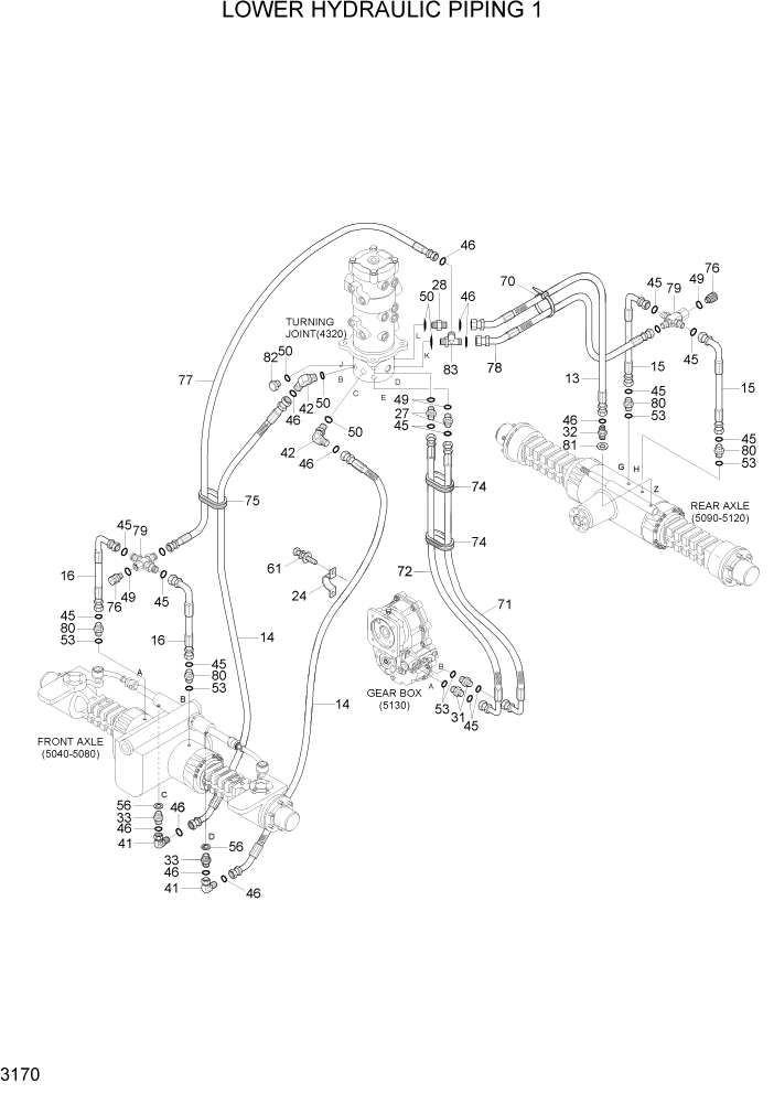 Схема запчастей Hyundai R55W7A - PAGE 3170 LOWER HYDRAULIC PIPING 1 ГИДРАВЛИЧЕСКАЯ СИСТЕМА