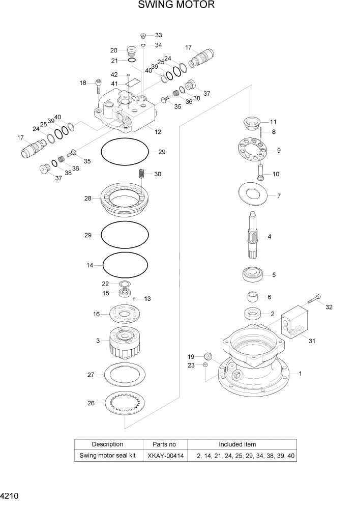 Схема запчастей Hyundai R55W7A - PAGE 4210 SWING MOTOR ГИДРАВЛИЧЕСКИЕ КОМПОНЕНТЫ