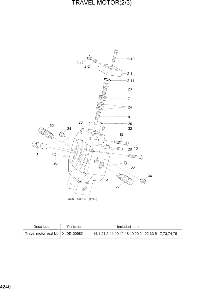 Схема запчастей Hyundai R55W7A - PAGE 4240 TRAVEL MOTOR(2/3) ГИДРАВЛИЧЕСКИЕ КОМПОНЕНТЫ