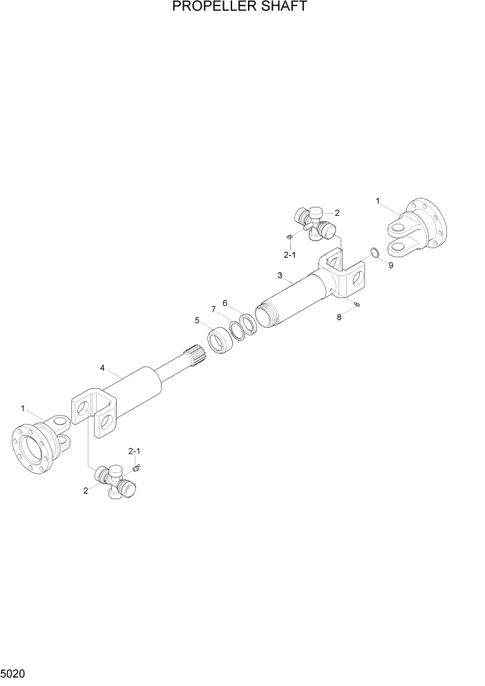 Схема запчастей Hyundai R55W7A - PAGE 5020 PROPELLER SHAFT ТРАНСМИССИЯ