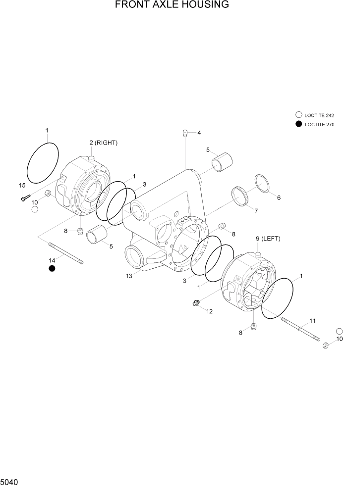 Схема запчастей Hyundai R55W7A - PAGE 5040 FRONT AXLE HOUSING ТРАНСМИССИЯ