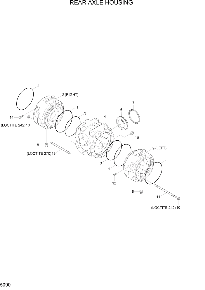Схема запчастей Hyundai R55W7A - PAGE 5090 REAR AXLE HOUSING ТРАНСМИССИЯ