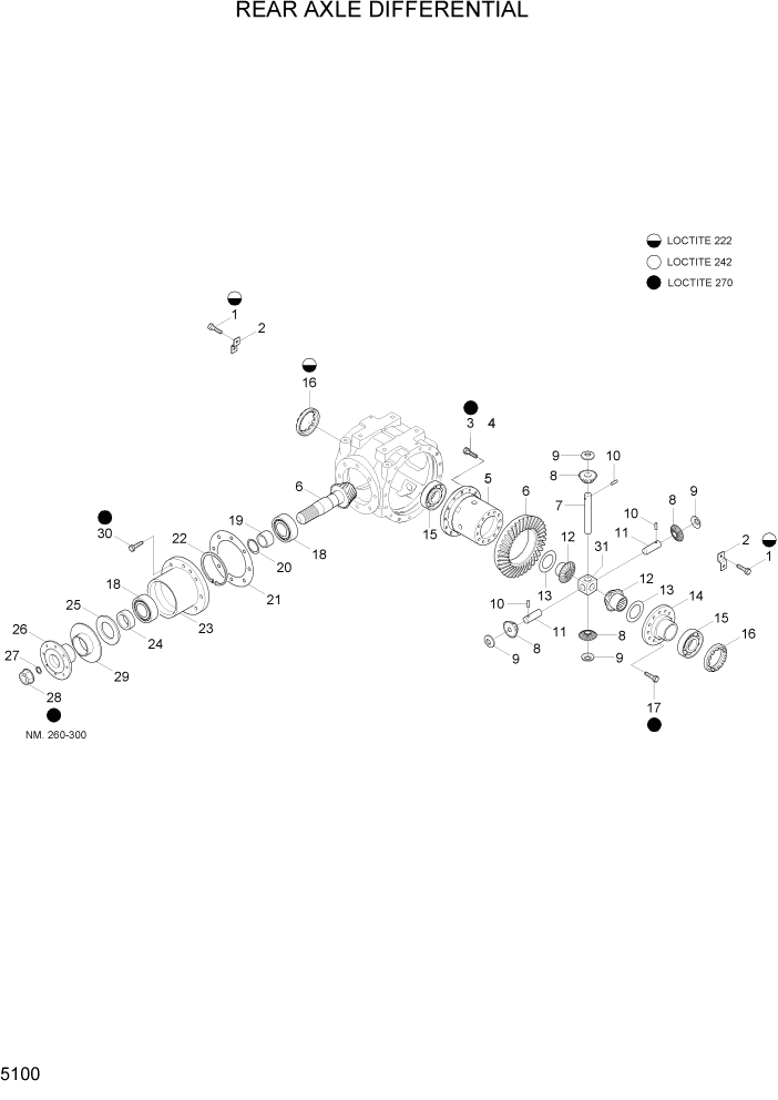 Схема запчастей Hyundai R55W7A - PAGE 5100 REAR AXLE DIFFERENTIAL ТРАНСМИССИЯ