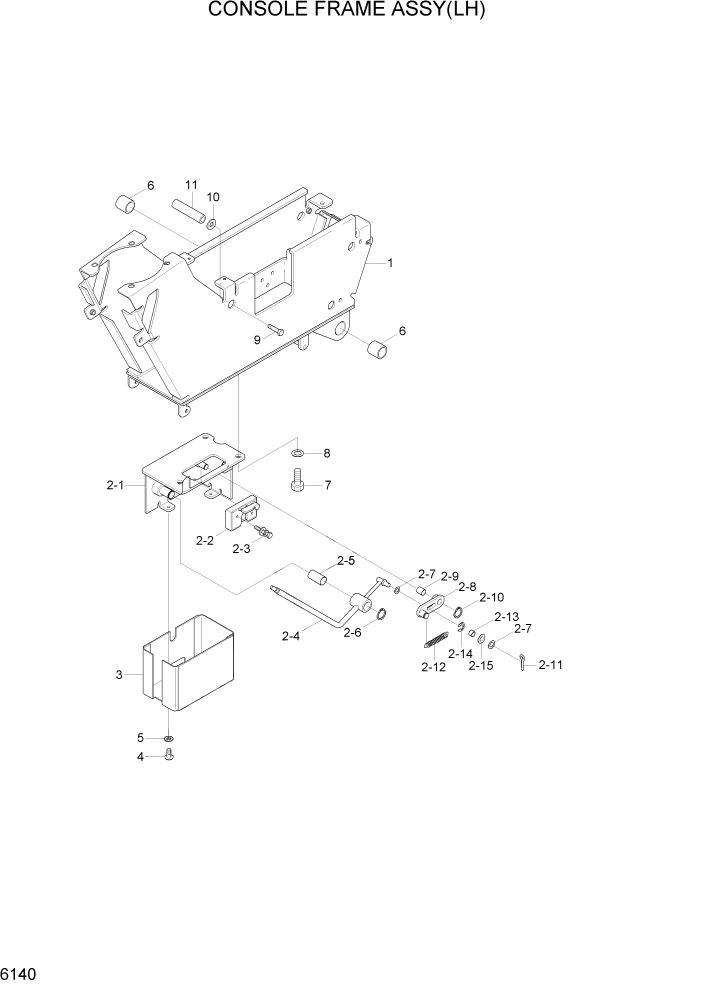 Схема запчастей Hyundai R55W7A - PAGE 6140 CONSOLE FRAME ASSY(LH) СТРУКТУРА