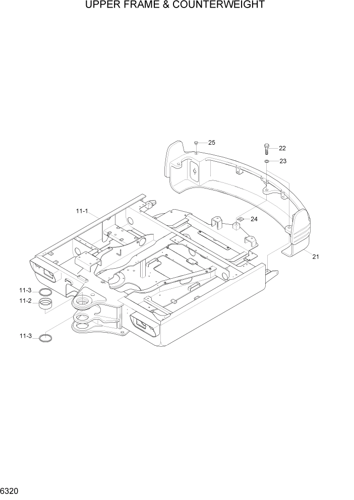 Схема запчастей Hyundai R55W7A - PAGE 6320 UPPER FRAME & COUNTERWEIGHT СТРУКТУРА