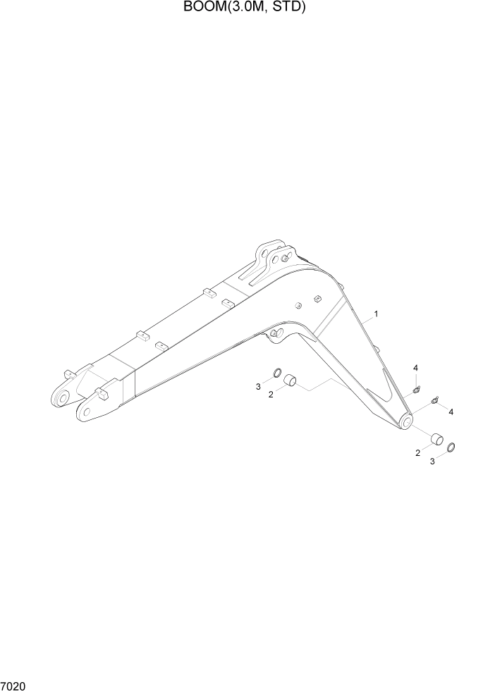 Схема запчастей Hyundai R55W7A - PAGE 7020 BOOM(3.0M, STD) РАБОЧЕЕ ОБОРУДОВАНИЕ