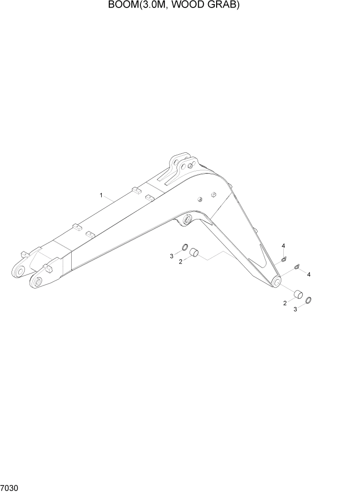 Схема запчастей Hyundai R55W7A - PAGE 7030 BOOM(3.0M, WOODGRAB) РАБОЧЕЕ ОБОРУДОВАНИЕ