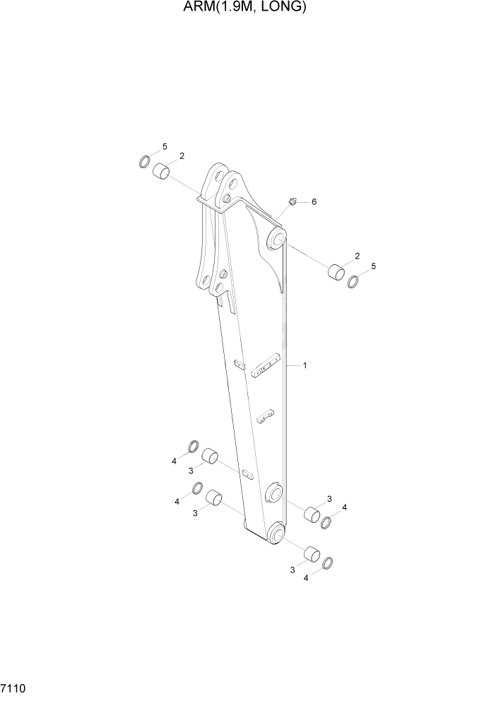 Схема запчастей Hyundai R55W7A - PAGE 7110 ARM(1.9M, LONG) РАБОЧЕЕ ОБОРУДОВАНИЕ