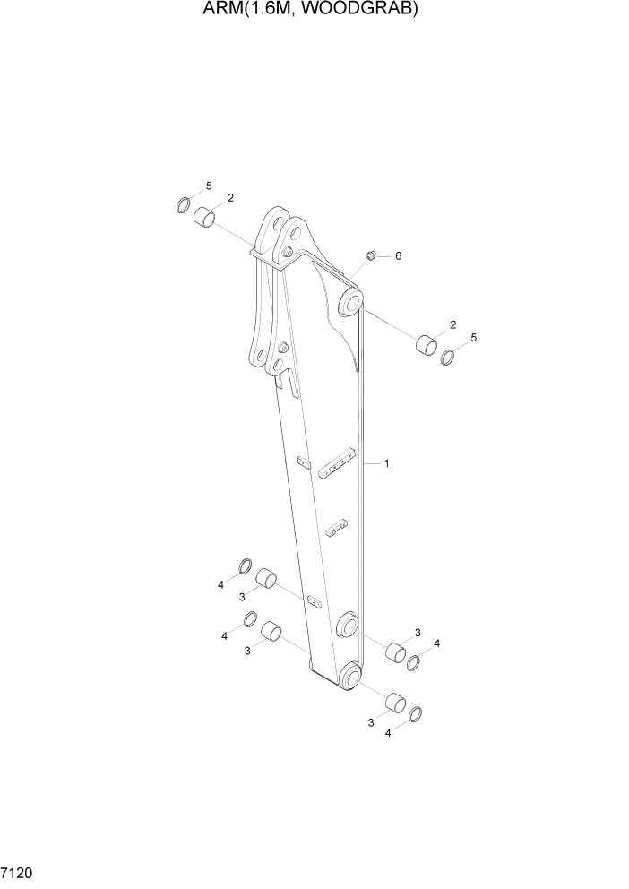 Схема запчастей Hyundai R55W7A - PAGE 7120 ARM(1.6M, WOODGRAB) РАБОЧЕЕ ОБОРУДОВАНИЕ