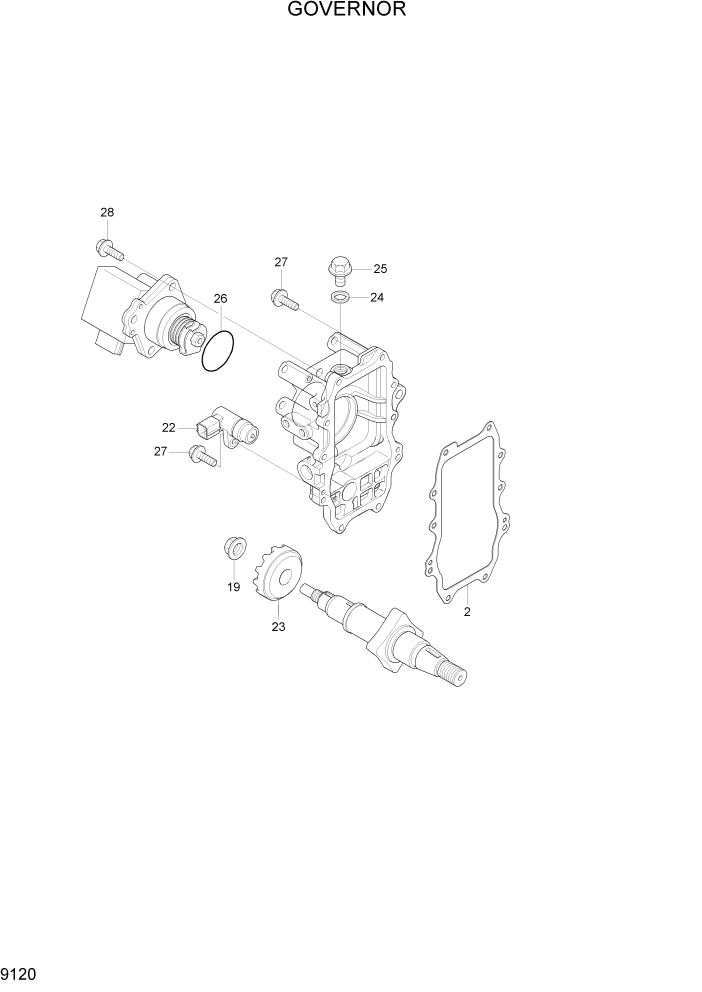 Схема запчастей Hyundai R55W7A - PAGE 9120 GOVERNOR ДВИГАТЕЛЬ БАЗА