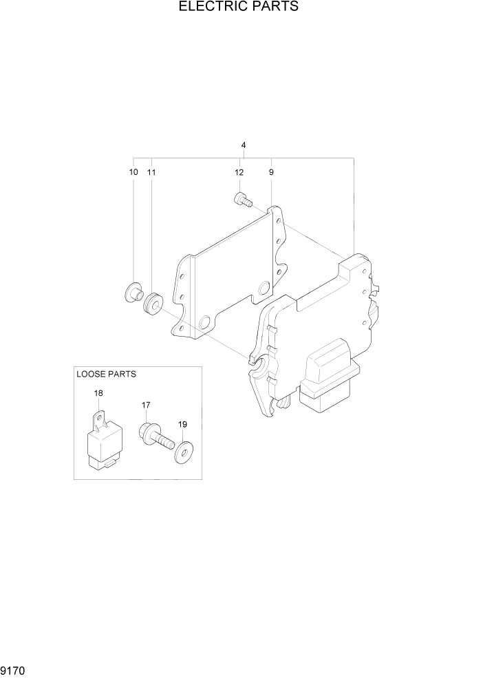 Схема запчастей Hyundai R55W7A - PAGE 9170 ELECTRIC PARTS ДВИГАТЕЛЬ БАЗА