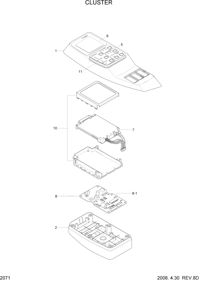 Схема запчастей Hyundai R140W7 - PAGE 2071 CLUSTER ЭЛЕКТРИЧЕСКАЯ СИСТЕМА