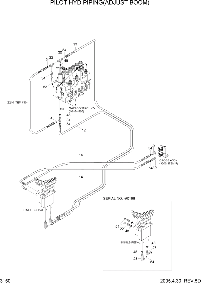 Схема запчастей Hyundai R140W7 - PAGE 3150 PILOT HYD PIPING (ADJUST BOOM) ГИДРАВЛИЧЕСКАЯ СИСТЕМА