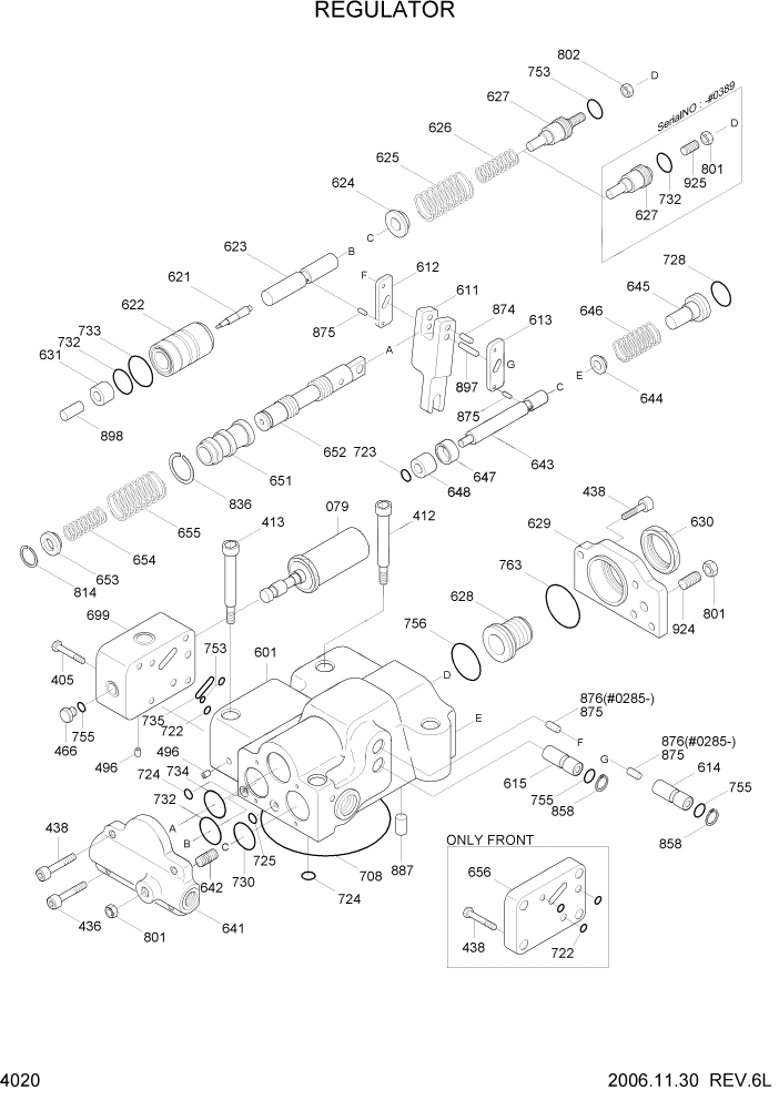 Схема запчастей Hyundai R140W7 - PAGE 4020 REGULATOR ГИДРАВЛИЧЕСКИЕ КОМПОНЕНТЫ