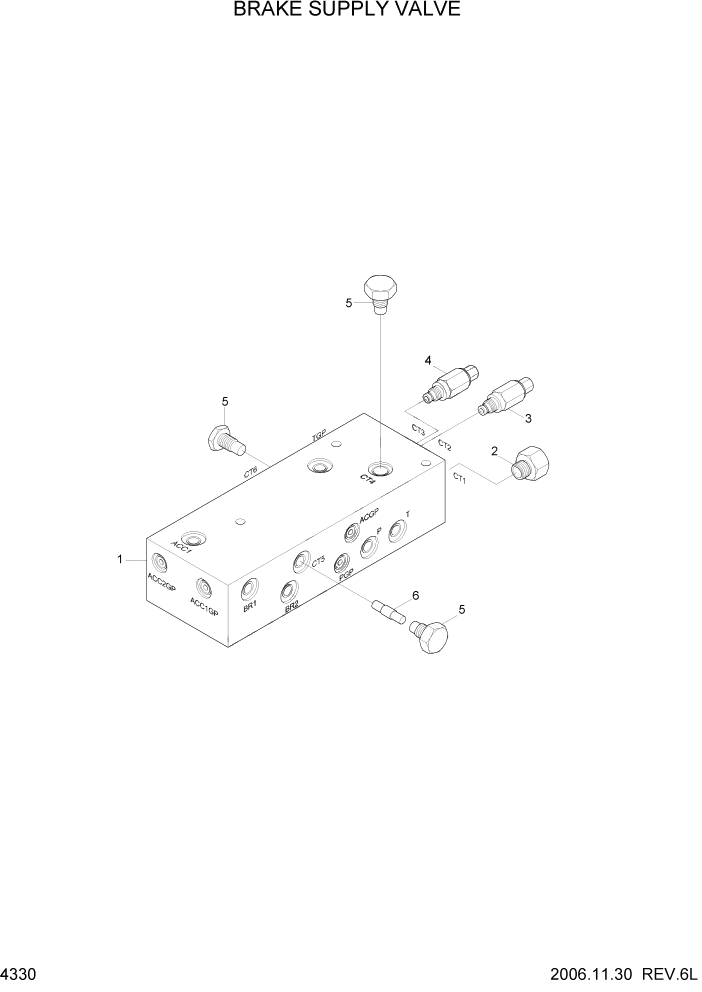 Схема запчастей Hyundai R140W7 - PAGE 4330 BRAKE SUPPLY VALVE ГИДРАВЛИЧЕСКИЕ КОМПОНЕНТЫ