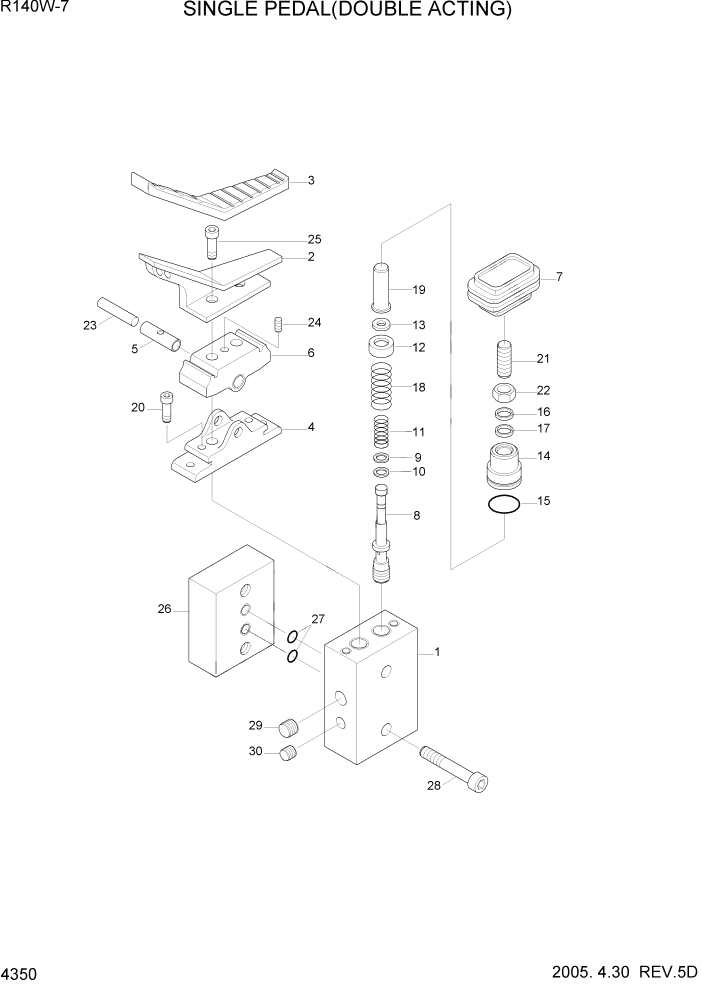 Схема запчастей Hyundai R140W7 - PAGE 4350 SINGLE PEDAL(DOUBLE ACTING) ГИДРАВЛИЧЕСКИЕ КОМПОНЕНТЫ