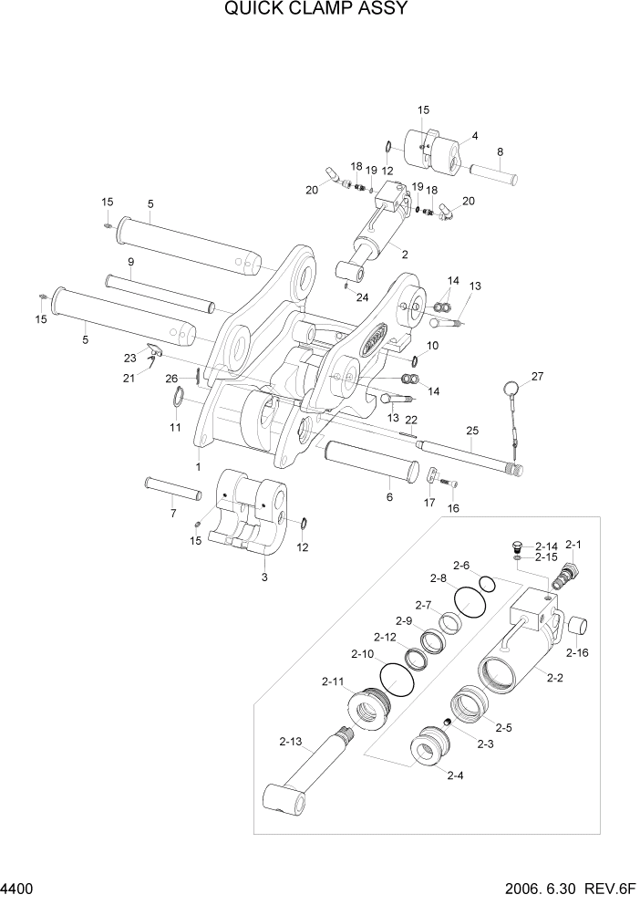 Схема запчастей Hyundai R140W7 - PAGE 4400 QUICK CLAMP ASSY ГИДРАВЛИЧЕСКИЕ КОМПОНЕНТЫ