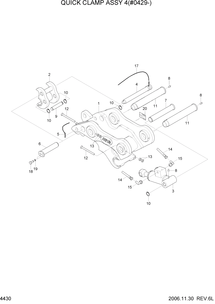 Схема запчастей Hyundai R140W7 - PAGE 4430 QUICK CLAMP ASSY 4(#0429-) ГИДРАВЛИЧЕСКИЕ КОМПОНЕНТЫ