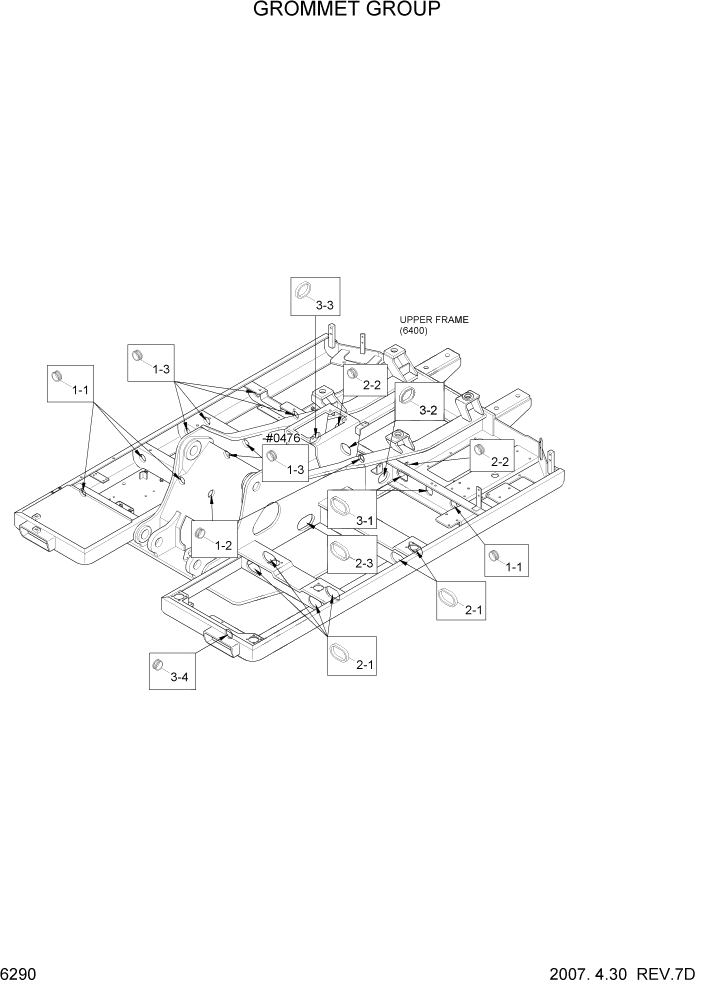 Схема запчастей Hyundai R140W7 - PAGE 6290 GROMMET GROUP СТРУКТУРА