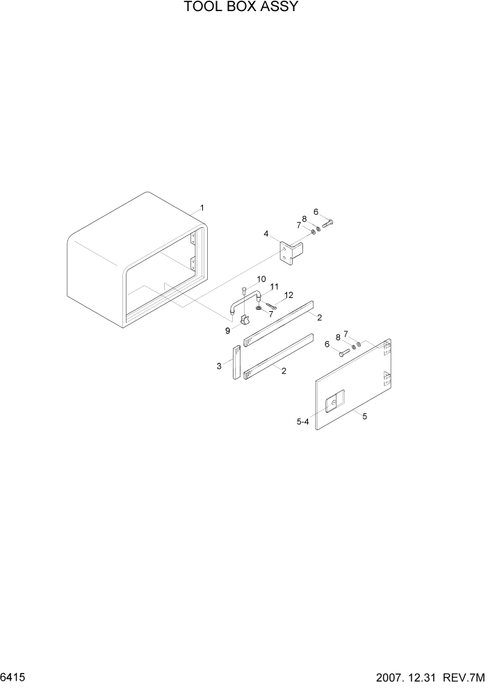 Схема запчастей Hyundai R140W7 - PAGE 6415 TOOL BOX СТРУКТУРА