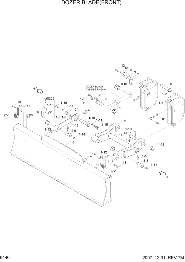 Схема запчастей Hyundai R140W7 - PAGE 6440 DOZER BLADE(FRONT) СТРУКТУРА