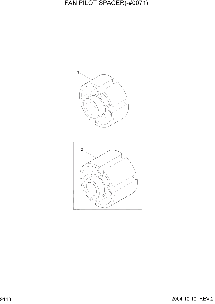 Схема запчастей Hyundai R140W7 - PAGE 9110 FAN PILOT SPACER(-#0071) ДВИГАТЕЛЬ БАЗА