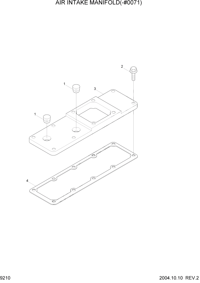 Схема запчастей Hyundai R140W7 - PAGE 9210 AIR INTAKE MANIFOLD(-#0071) ДВИГАТЕЛЬ БАЗА