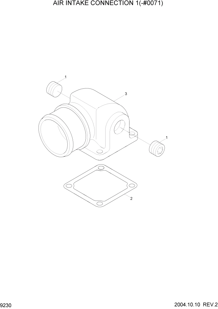 Схема запчастей Hyundai R140W7 - PAGE 9230 AIR INTAKE CONNECTION 1(-#0071) ДВИГАТЕЛЬ БАЗА