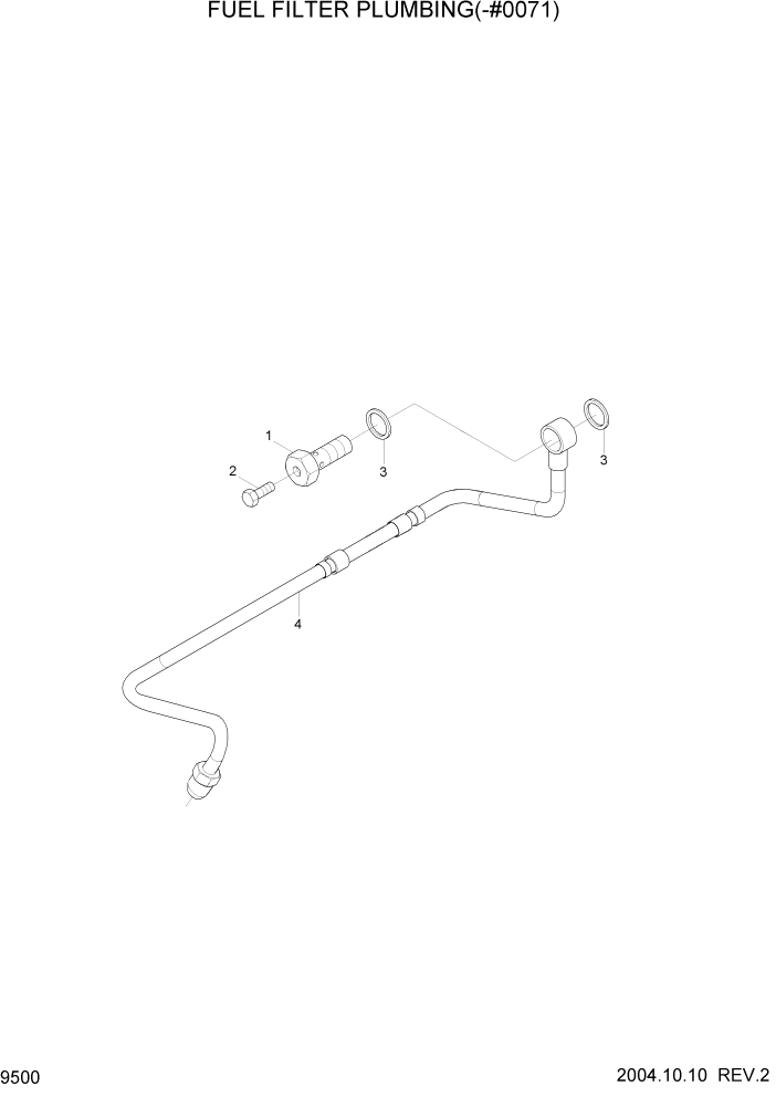 Схема запчастей Hyundai R140W7 - PAGE 9500 FUEL FILTER PLUMBING(-#0071) ДВИГАТЕЛЬ БАЗА