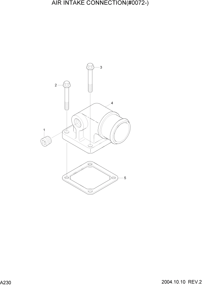 Схема запчастей Hyundai R140W7 - PAGE A230 AIR INTAKE CONNECTION (#0072-) ДВИГАТЕЛЬ БАЗА (РЯДНЫЙ)