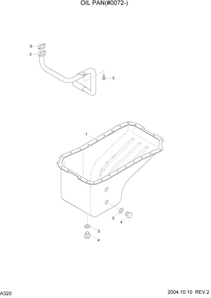 Схема запчастей Hyundai R140W7 - PAGE A320 OIL PAN(#0072-) ДВИГАТЕЛЬ БАЗА (РЯДНЫЙ)