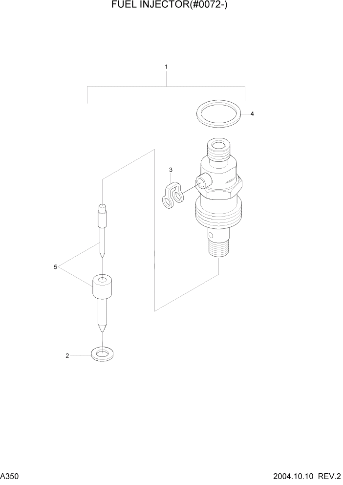 Схема запчастей Hyundai R140W7 - PAGE A350 FUEL INJECTOR(#0072-) ДВИГАТЕЛЬ БАЗА (РЯДНЫЙ)