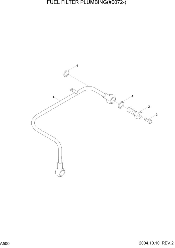 Схема запчастей Hyundai R140W7 - PAGE A500 FUEL FILTER PLUMBING(#0072-) ДВИГАТЕЛЬ БАЗА (РЯДНЫЙ)
