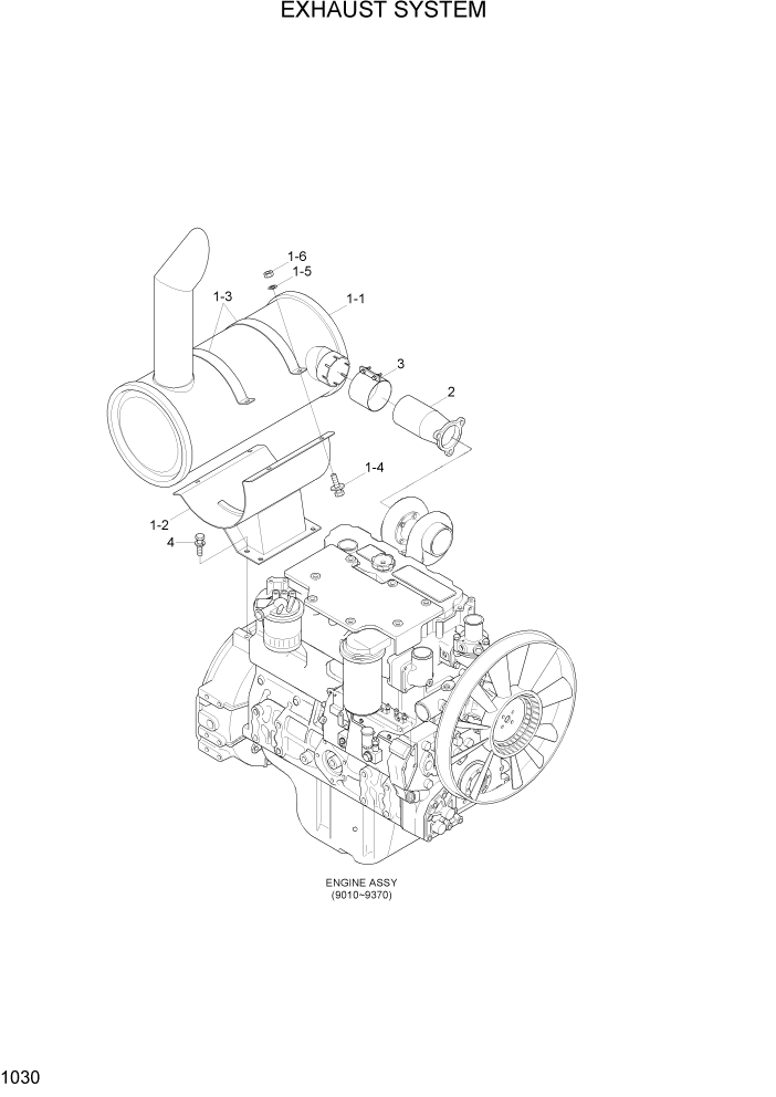 Схема запчастей Hyundai R140W7A - PAGE 1030 EXHAUST SYSTEM СИСТЕМА ДВИГАТЕЛЯ