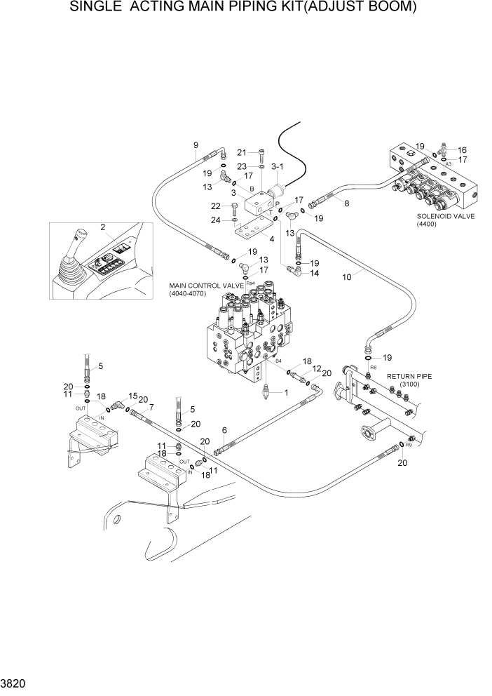 Схема запчастей Hyundai R140W7A - PAGE 3820 S/ACT MAIN PIPING KIT(ADJUST BM) ГИДРАВЛИЧЕСКАЯ СИСТЕМА