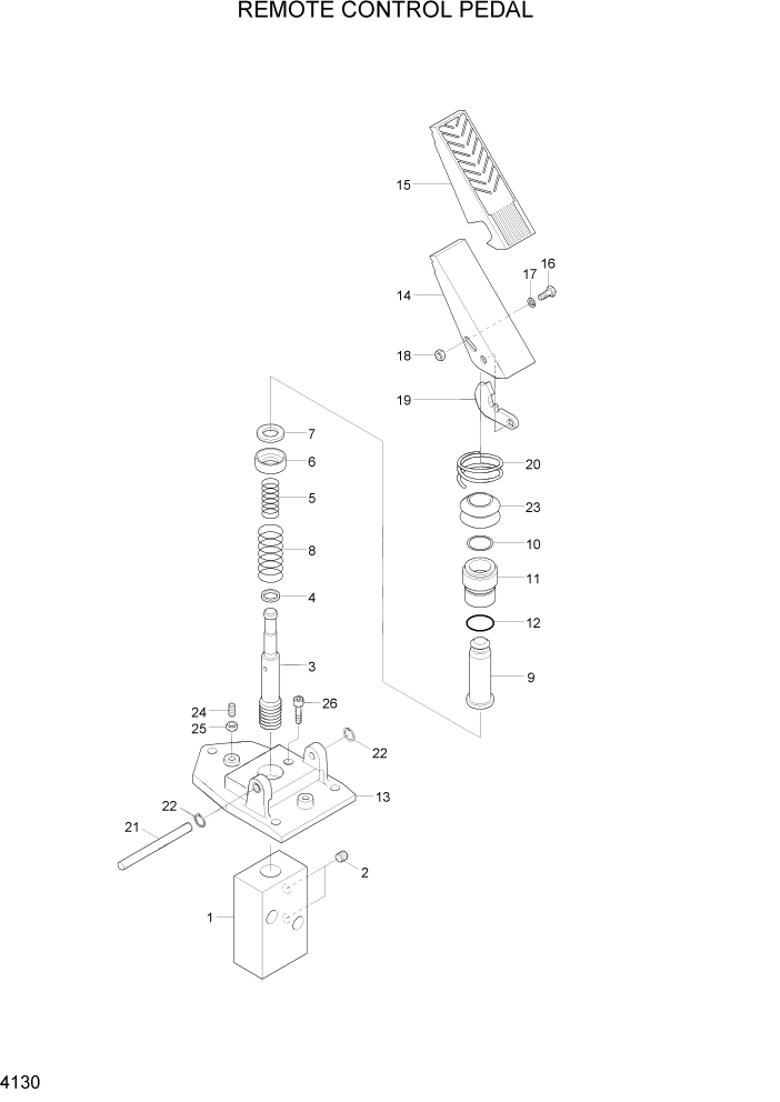 Схема запчастей Hyundai R140W7A - PAGE 4130 REMOTE CONTROL PEDAL ГИДРАВЛИЧЕСКИЕ КОМПОНЕНТЫ