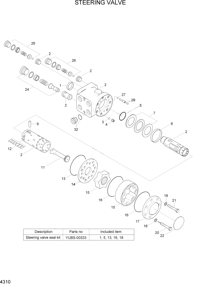 Схема запчастей Hyundai R140W7A - PAGE 4310 STEERING VALVE ГИДРАВЛИЧЕСКИЕ КОМПОНЕНТЫ