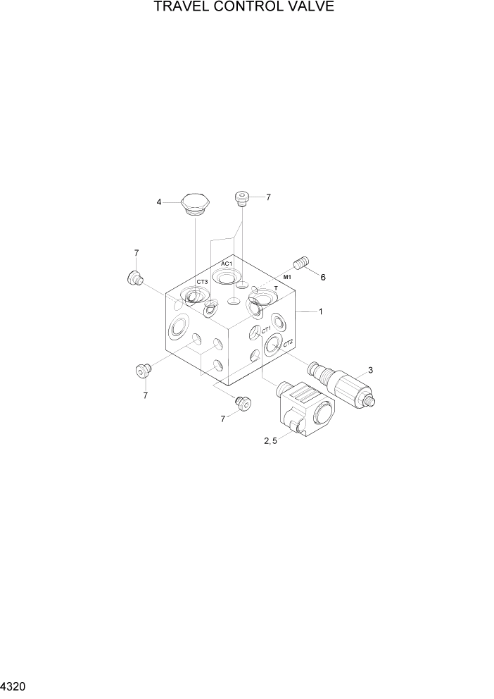 Схема запчастей Hyundai R140W7A - PAGE 4320 TRAVEL CONTROL VALVE ГИДРАВЛИЧЕСКИЕ КОМПОНЕНТЫ