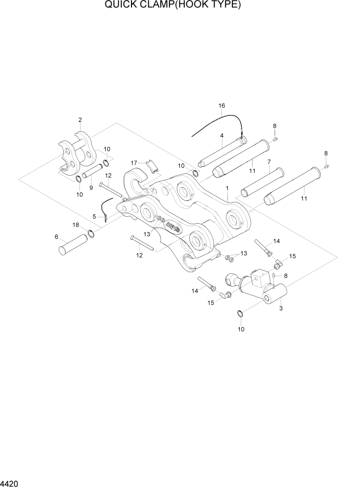 Схема запчастей Hyundai R140W7A - PAGE 4420 QUICK CLAMP(HOOK TYPE) ГИДРАВЛИЧЕСКИЕ КОМПОНЕНТЫ