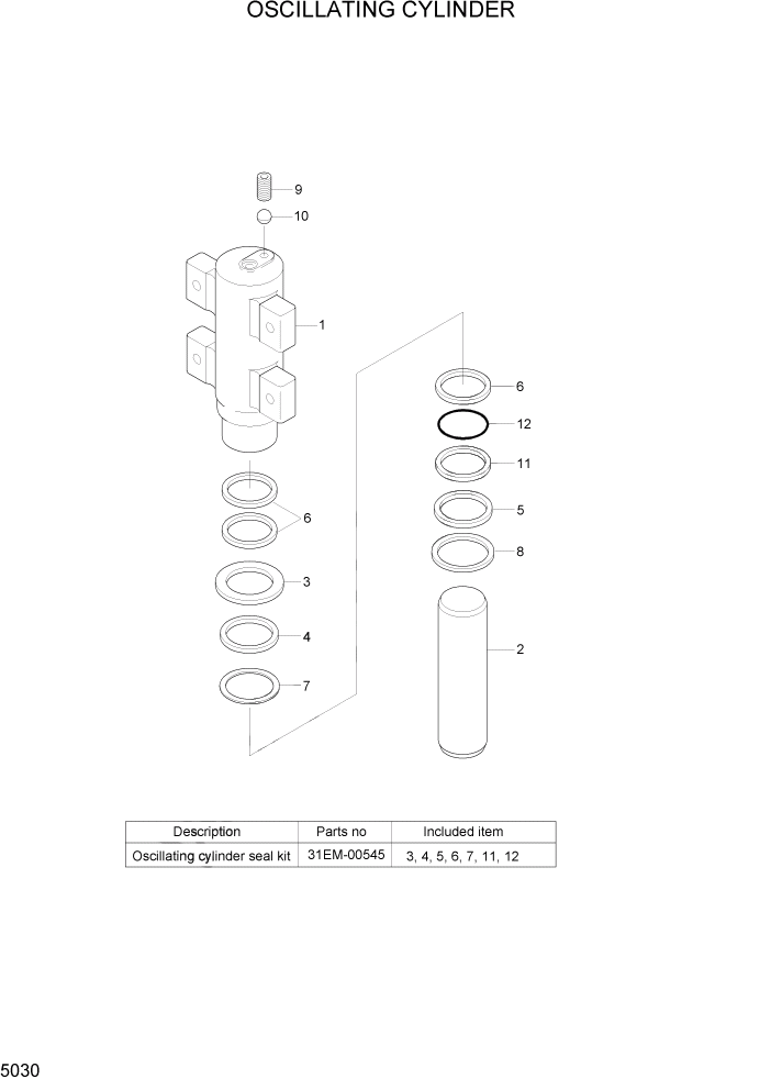 Схема запчастей Hyundai R140W7A - PAGE 5030 OSCILLATING CYLINDER ТРАНСМИССИЯ