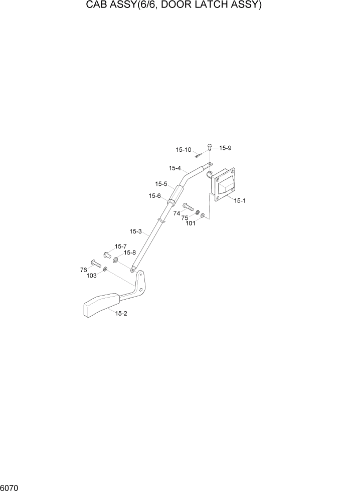 Схема запчастей Hyundai R140W7A - PAGE 6070 CAB ASSY(6/6, DOOR LATCH ASSY) СТРУКТУРА