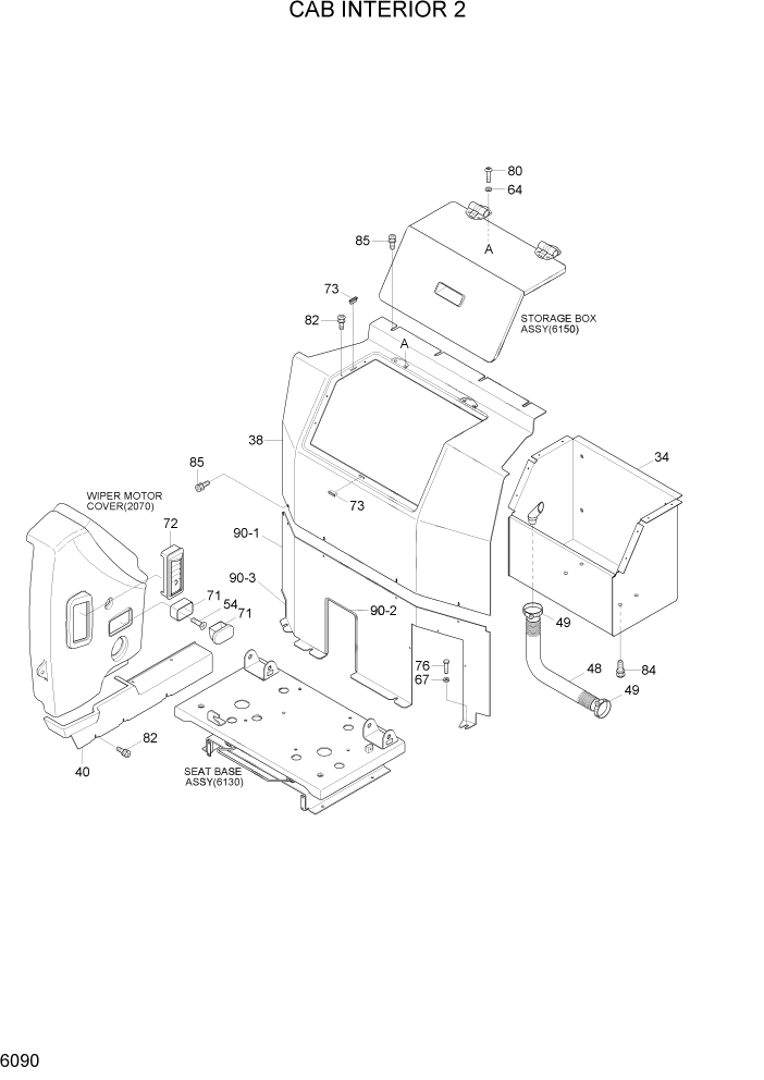 Схема запчастей Hyundai R140W7A - PAGE 6090 CAB INTERIOR 2 СТРУКТУРА