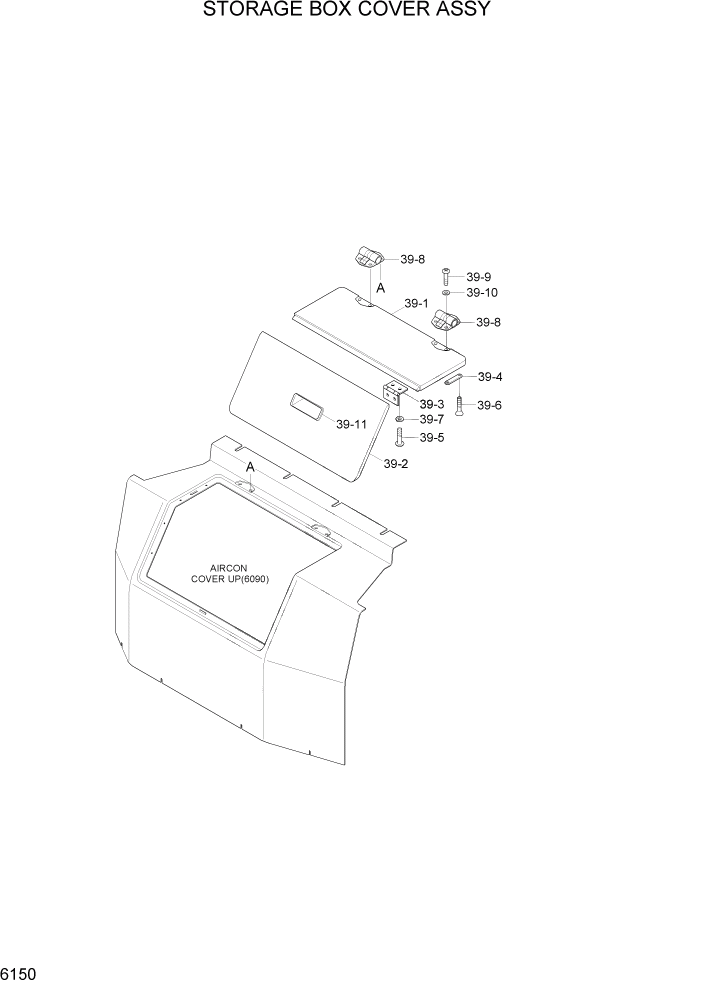 Схема запчастей Hyundai R140W7A - PAGE 6150 STORAGE BOX COVER ASSY СТРУКТУРА